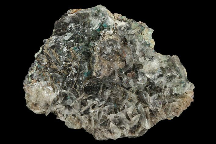 Calcite Encrusted Fibrous Aurichalcite Crystals - Mexico #127187